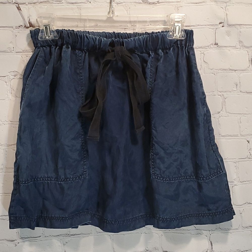 Steven Alan indigo dyed cupro mini skirt